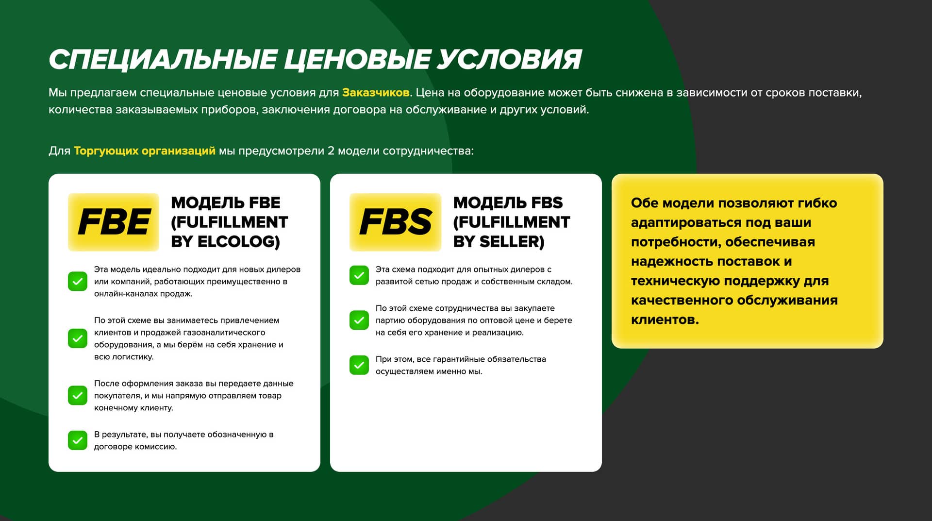Секция про специальные ценовые предложения